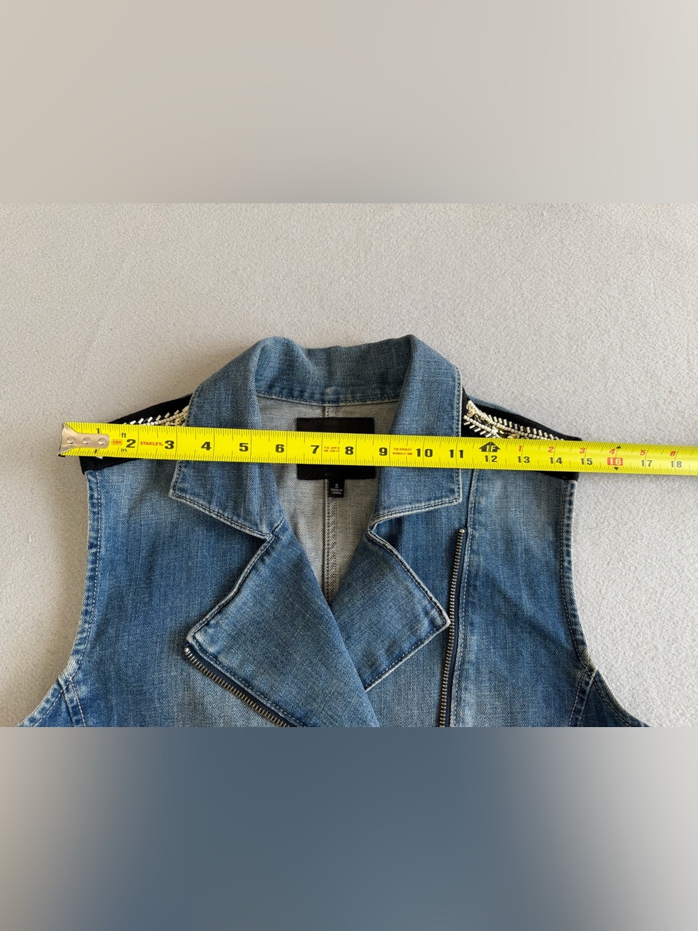 Paige Denim Vest Small Women’s Full Zipper Collared Blue - Picture 12 of 12